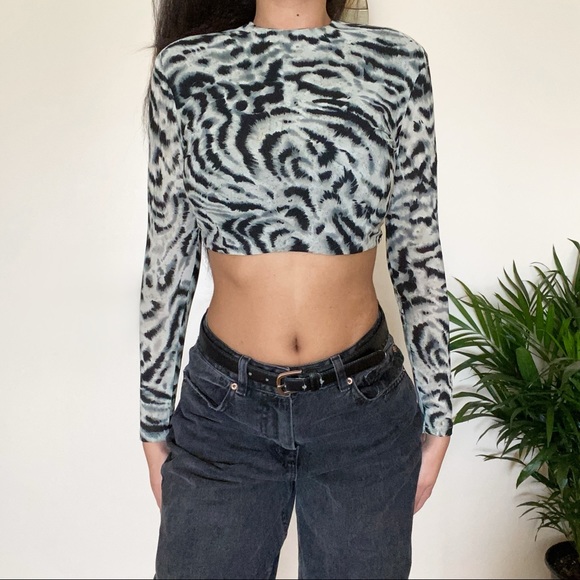 Animal Print Crop Top with Cut Outs - Picture 1 of 4
